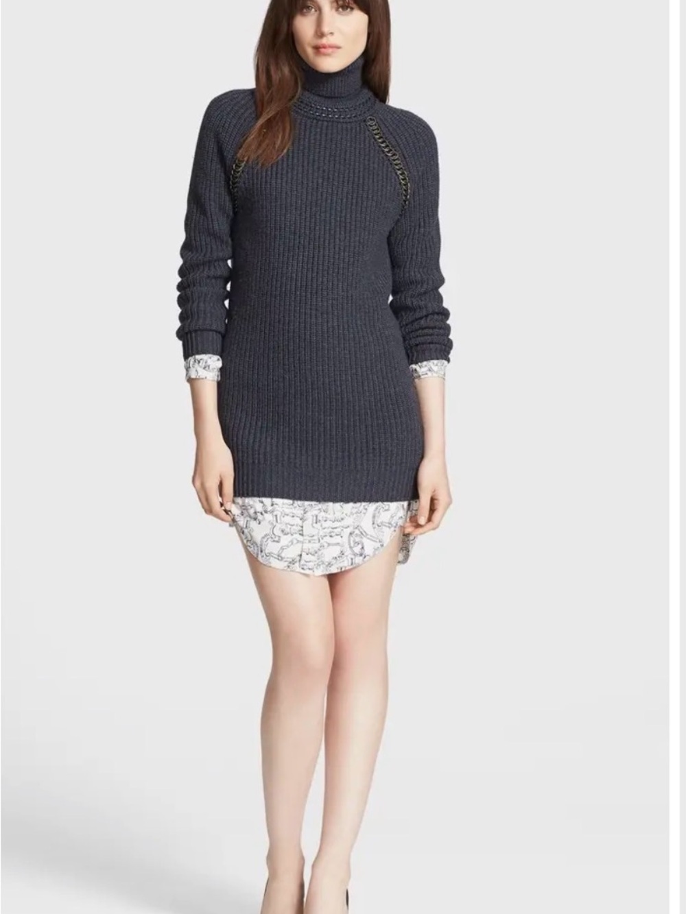 Tory Burch McKenna Ribbed Turtleneck Sweater Dress Size Small - Picture 2 of 10